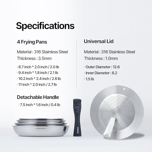 316 Stainless Steel Removable Handle Cookware
