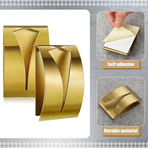 4 Pcs Self Adhesive Kitchen Towel Hook Holder (Gold)