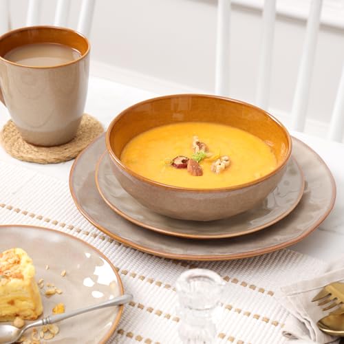 Ceramic Salad Bowls Set for Kitchen (Beige)
