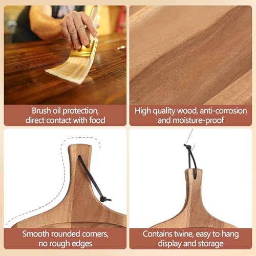 Acacia Wood Cutting Board with Handle (17.7"L x 9.8"W)