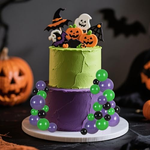 40 Pcs Foam Ball Cake Toppers with Sticks Mini Cake Decorations for Birthdays (40-black Green Purple)