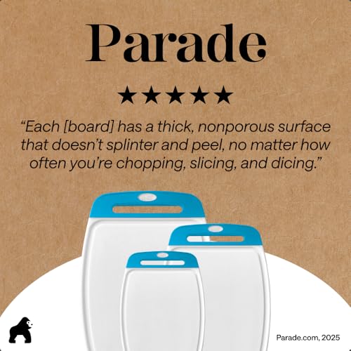 BPA Free Reversible Kitchen Cutting Board (Aqua/White / Large (Pack of 3))