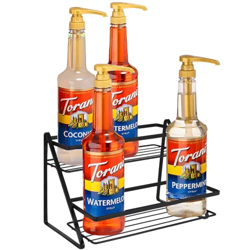 2 Tier Coffee Syrup Rack Organizer 6 Bottle Capacity