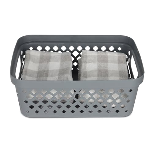Plastic Storage Basket Set (Grey / 2 Gallon)