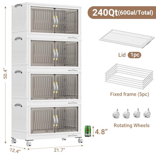 240Qt Stackable Storage Bins with Lid (4 Count)