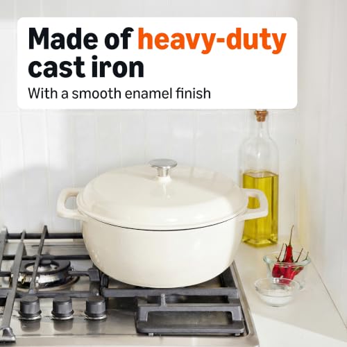 Enameled Cast Iron Dutch Oven Pot with Lid (White / 7.3-Quart)