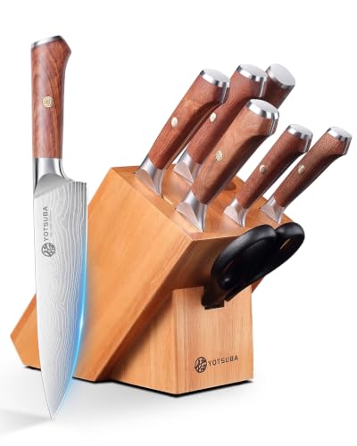8 PCS Japanese Kitchen Knife Set with Block (8pcs block knife set)