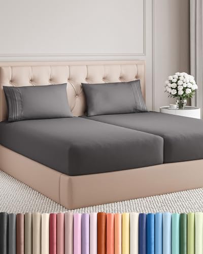 Split King Size 5 Piece Sheet Set (06 - Dark Grey / Split King Size)
