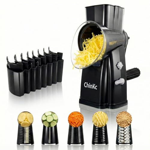 Upgrade Rotary Cheese Grater Shredder with Handle (Black)