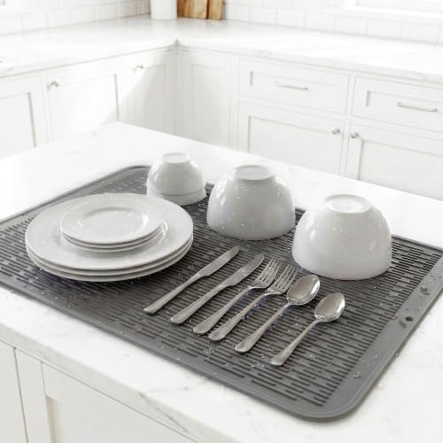 Silicone Dish Drying Mat for Multiple Usage (Gray / 36"L x 18"W)