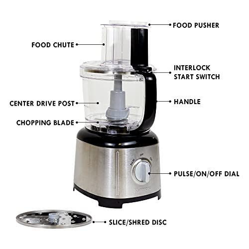 Kenmore 11 Cup Food Processor and Vegetable Chopper with Reversible Slicing (Black & Silver)