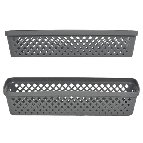 Plastic Storage Basket Set (Grey / Narrow)