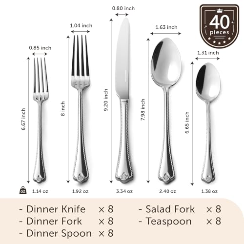 40 Piece Silverware Set (40-Piece / Silver)