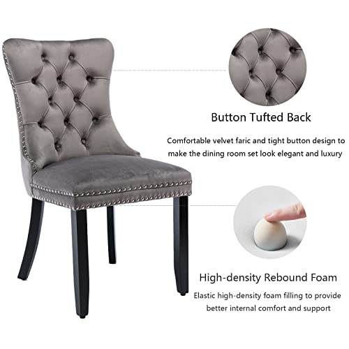 Grey Velvet Dining Chairs Set of 2 (Grey)
