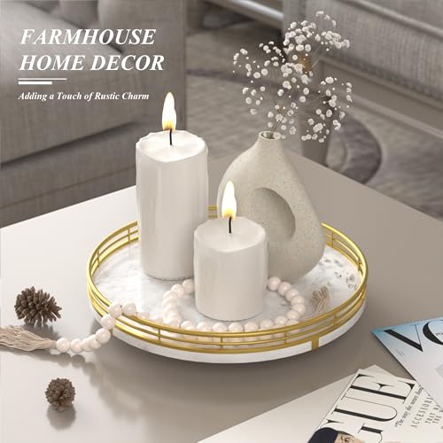 10 Inch White Marble Lazy Susan with Gold Frame (White & Gold / 10 inches)