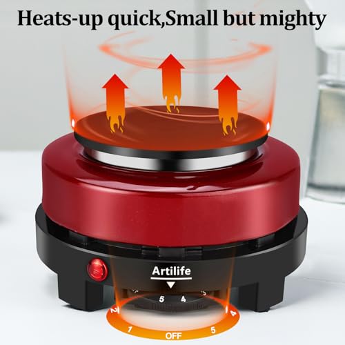 500W Mini Electric Hot Plate (Red)