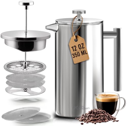 304 Grade Stainless Steel French Press 12 Oz (Silver / 12 Ounce)