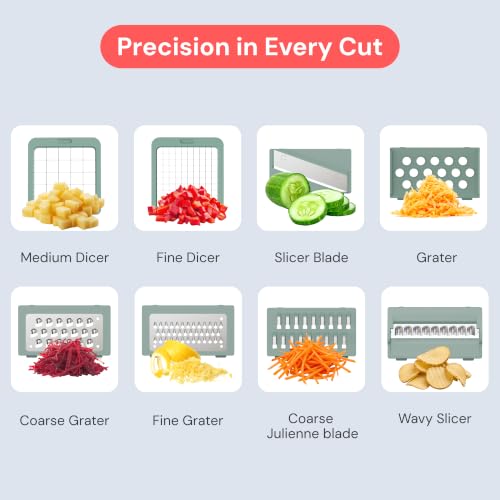 Essential Vegetable Chopper & Mandoline Slicer (Green)