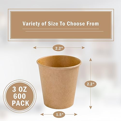 600 Pack 3 OZ Kraft Paper Cups (Kraft-3oz-600pack)