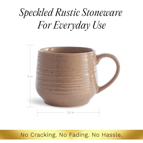 17.5 oz Stoneware Coffee Mugs Set of 4 (Rustic Mix / Mug Set)