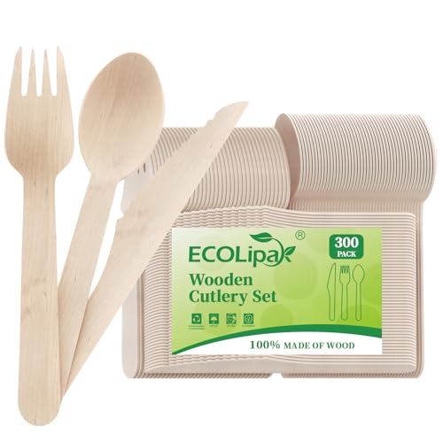 300 Count Wooden Cutlery Set (brown-cutlery)