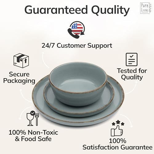 12 Piece Stoneware Dinnerware Set for 4 (Rustic / Smoke Blue / Set for 4 (12pcs))