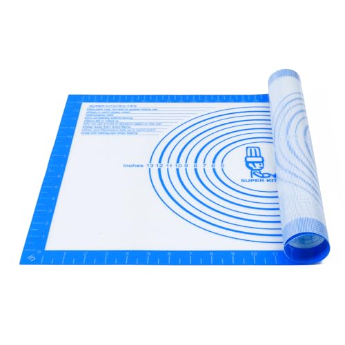 Nonstick Silicone Pastry Baking Mat Large Measurements 16x24'' for Dough (Blue / 24"L x 16"W)