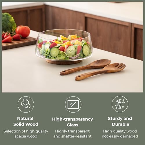 Salad Bowl Set Large (10-inch Salad Set with Glass Bowl)