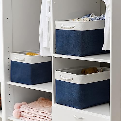 Organization and Storage for Organizing (White & Blue / 3PCS/Large Cube - 16L×12W×12H)