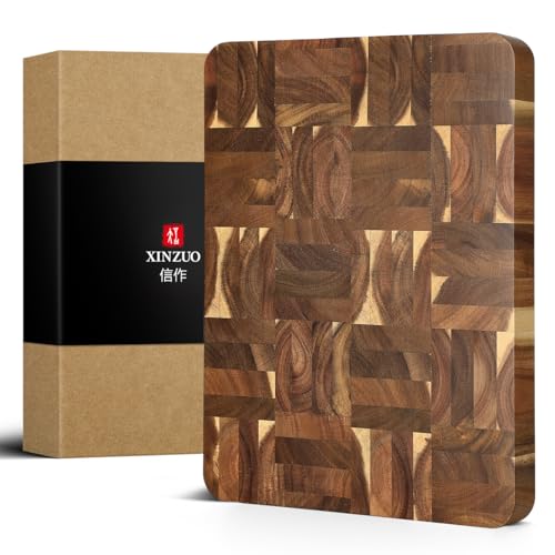 Large Thick End Grain Acacia Wood Cutting Board (16"L x 1"W)