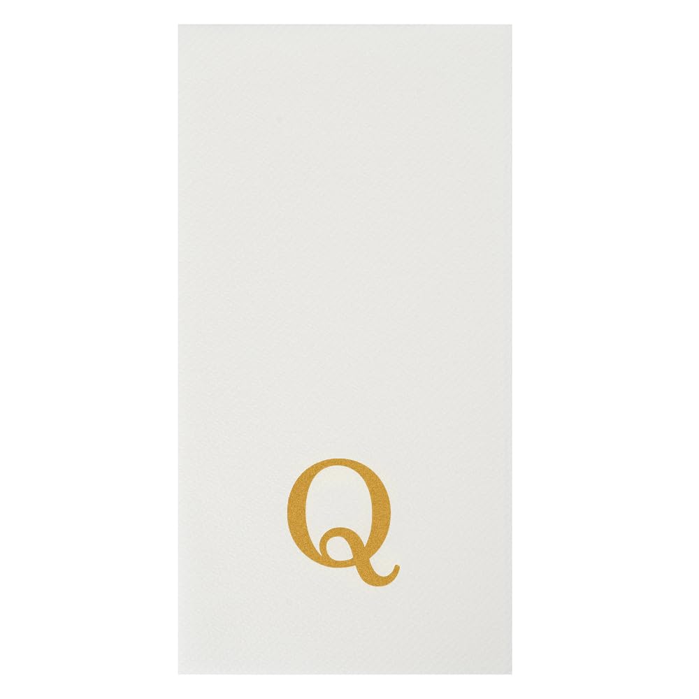 Paper Rectangle Gold Letter Q Linen (Gold / 2000 Count / Q)