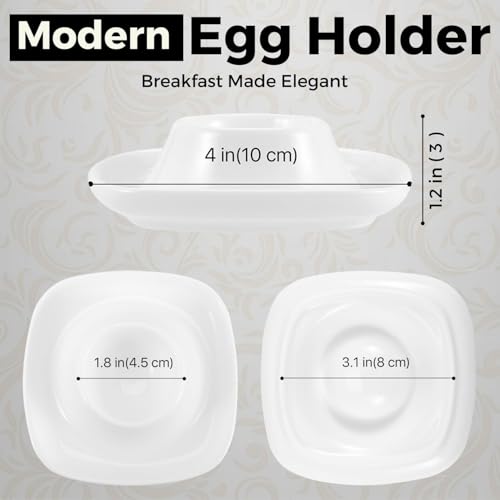 Soft Boiled Egg Cups (4 Pack / Square Style, White)
