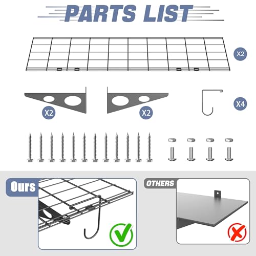 2 Pack Garage Wall Shelves (Black / 12*48inch)