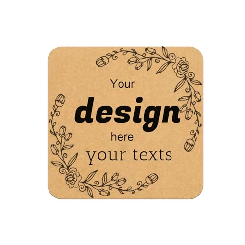 Custom Stickers Personalized Square Kraft Paper Sticker Customizable Floral Wreath Labels (style 3)