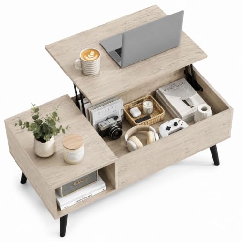 Lift Top Coffee Table with Hidden Storage (Aged Greige / 39")