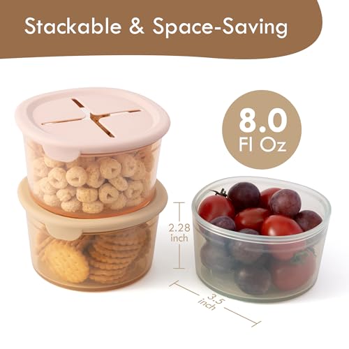 Silicone Snack Containers for Kids (3Pack-Clay/Lunar Grey/Ether)