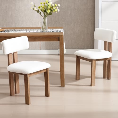 Dining Chairs Set of 6 Faux Fur Diner Chairs Wood Chairs for Kitchen and Dining Room (6 Count)