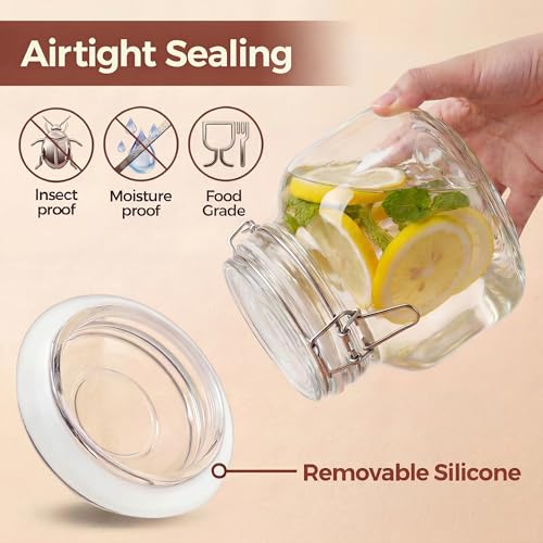 17 oz Round Glass Jars with Airtight Lids (Round-17OZ Set- 6 Pack)