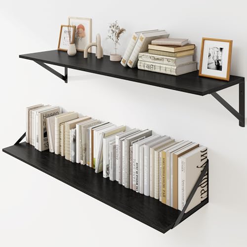 Black Deep Floating Shelves for Wall