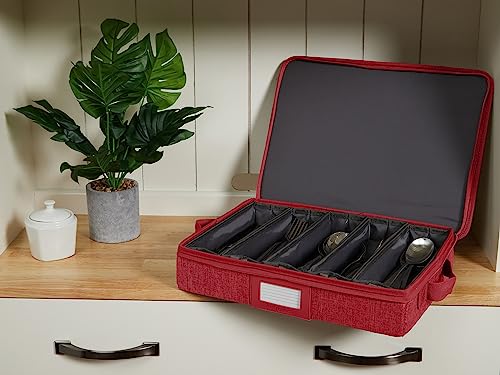 Flatware Storage Box with Removable Trays (Red Heather / 15W x 11D x 3H)