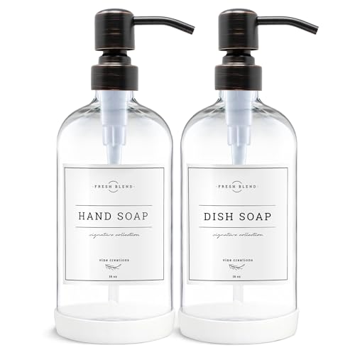 Clear Glass Soap Dispenser (Clear Bottle / Round Oil Rubbed Bronze Pump)