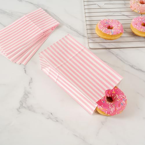 Pink And White Stripe Paper Bag (4 lb / Pink & White)