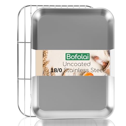 18 0 Stainless Steel Baking Sheet with Cooling Rack (17.32 × 12.24 × 1 inch)