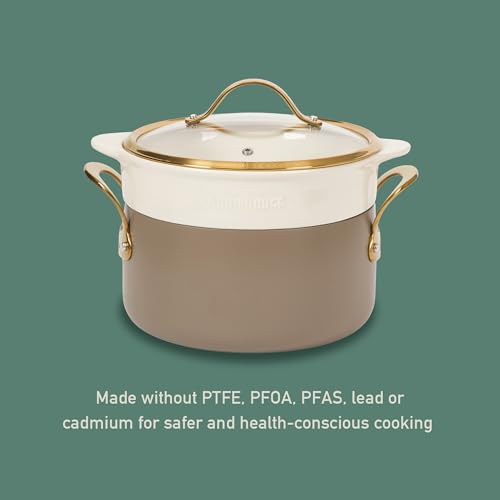Pots and Pans Set (Cappuccino Cream w/ Gold Handle / 8-Piece Cookware Set)