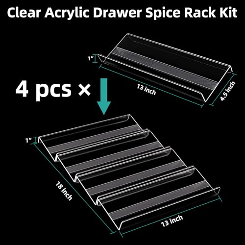 Acrylic Spice Drawer Organizer Insert (4 Pack)