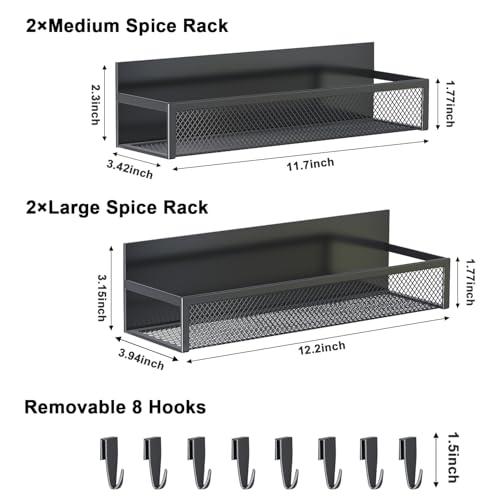 Magnetic Spice Rack for Refrigerator (4 Count)