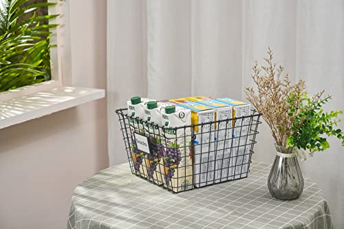 4 Pack【Extra Large】 Wire Handmade Storage Basket for Organizing Household Goods (Extra-Large Black)
