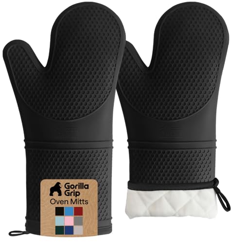 Silicone Oven Mitts (Black / 14.5" Oven Mitts)