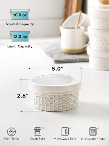Ramekins Oven Safe with Lids (12 oz)