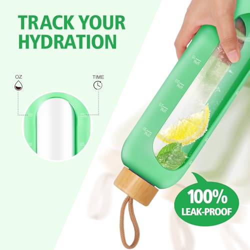 Glass Water Bottles 32 oz (Jade Green-1pack / 32 Ounces)